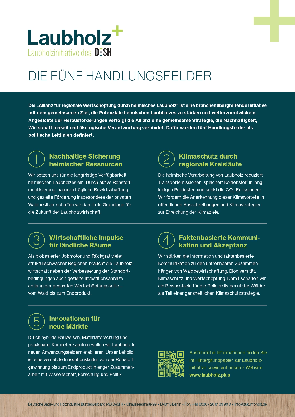 Laubholz+ OnePager 5 Handlungsfelder